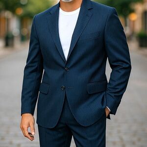 Brooks Brothers Stretch Blazer 43R Black Pinstripe Wool Blend Sport Coat